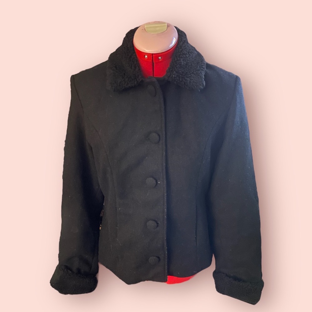 Bernie Dexter Black Button-front Coat Size Large | 50s Retro Pinup Vintage-look